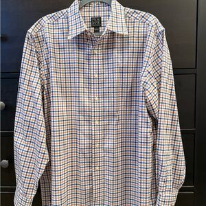 Jos. A. Bank Blue and Orange Plaid Shirt